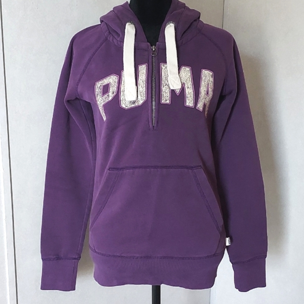 PURPLE PUMA HOODED SWEATSHIRT